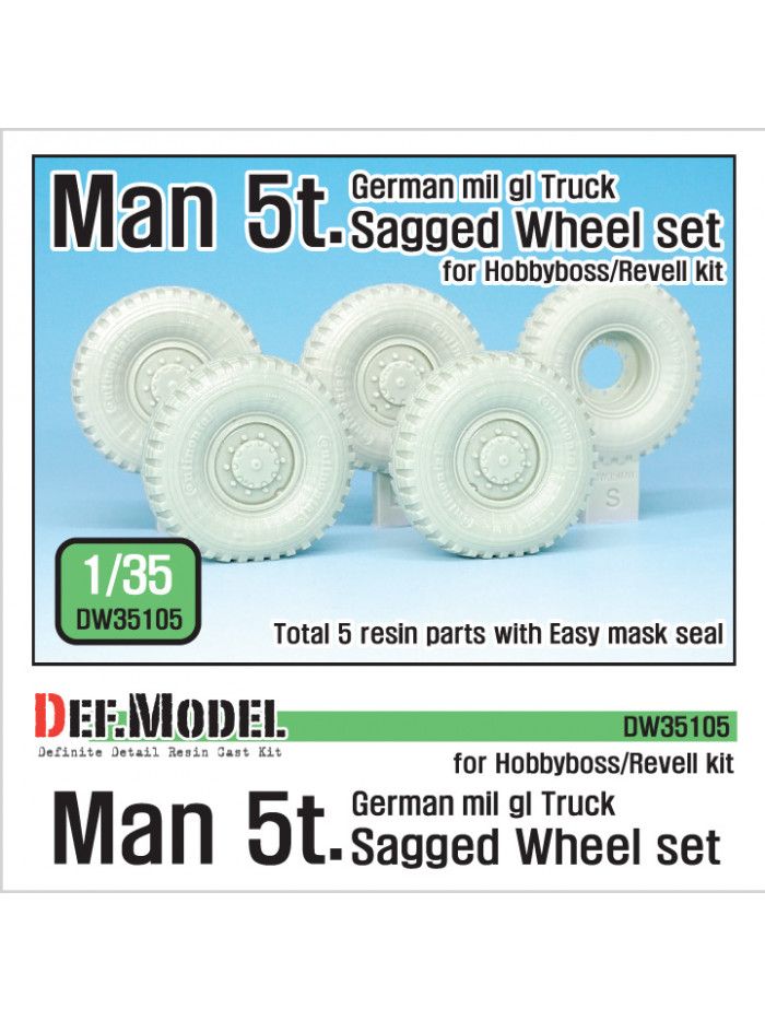 DEF - German Man 5t. Mil gl Truck Sagged Wheel set Continental tires - 35105