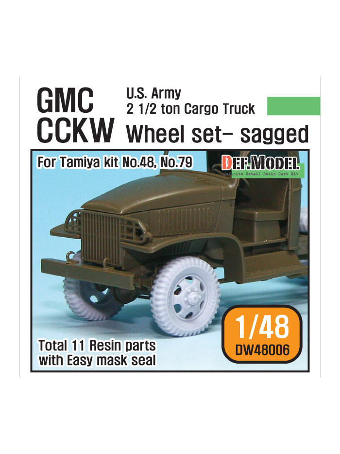 DEF Model: WW2 U.S GMC CCKW Cargo Truck Sagged Wheel set (for Tamiya 1/48)