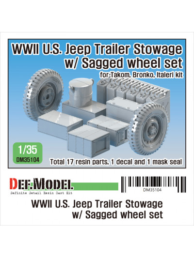 DEF - WW II US Jeep Trailer Stowage w/Sagged Wheel Set - 35104