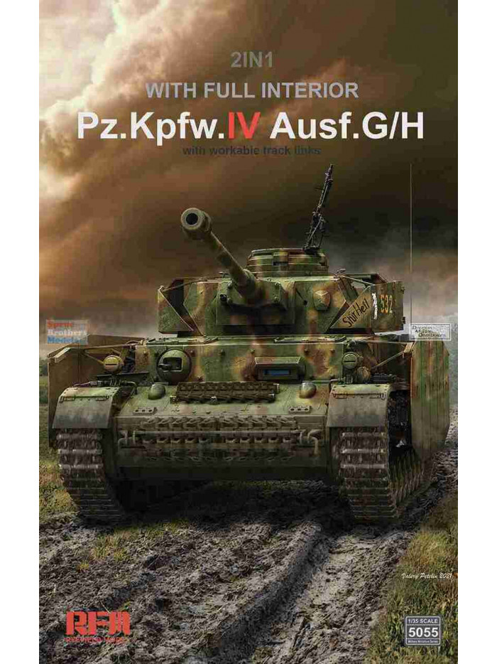 RFM - 1/35 German PzKpfw IV Ausf G/H Tank w/Full Interior & workable Track Links (2 in 1) - 5055