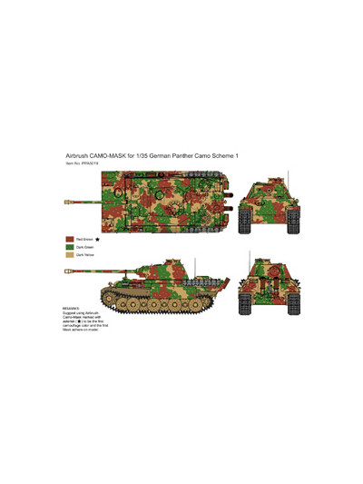 J's Works - Airbrush CAMO-MASK for 1/35 German Panther Camouflage Scheme 1 - PPA5019