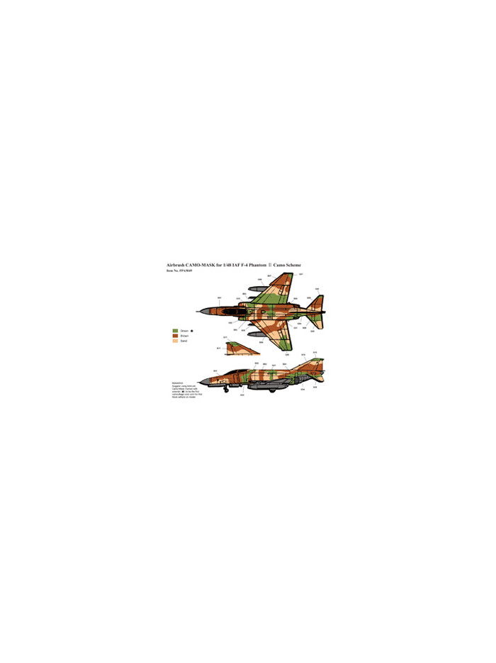 J's Works - Airbrush CAMO-MASK for 1/48 IAF F-4 Phantom II Camo Scheme - PPA5049