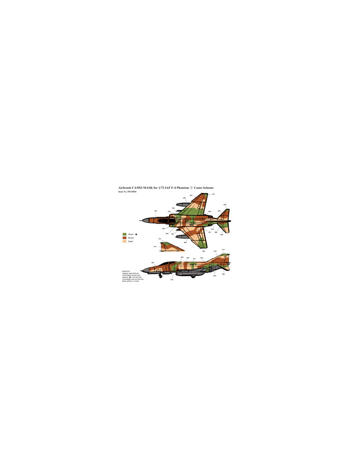 J's Works - Airbrush CAMO-MASK for 1/72 IAF F-4 Phantom II Camo Scheme - PPA5050