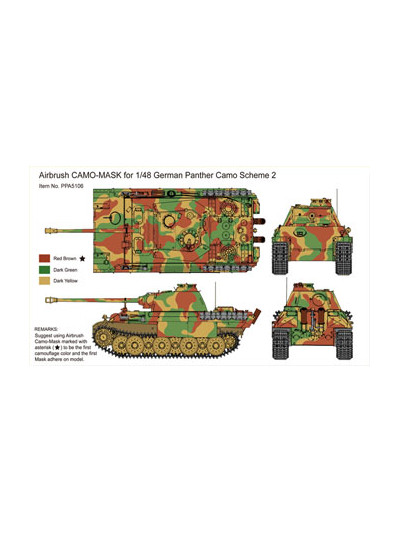 J's Works - Alrbrush CAMO-MASK for 1/48 German panther Camo Scheme 2 - PPA5106
