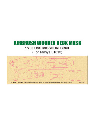 J's Works - Airbrush WOODEN DECK MASK for 1/700 USS MISSOURI BB63 (For Tamiya 31613) - PPA5116