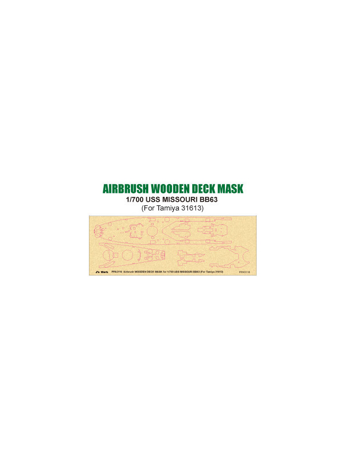J's Works - Airbrush WOODEN DECK MASK for 1/700 USS MISSOURI BB63 (For Tamiya 31613) - PPA5116