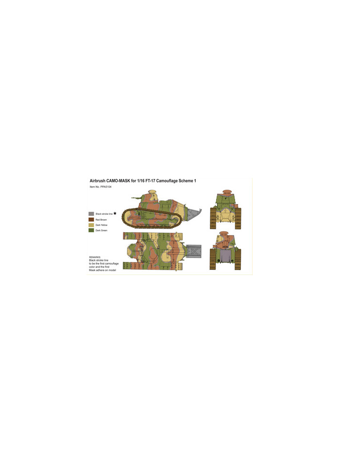 J's Works - Airbrush CAMO-MASK for 1/16 FT-17 Camouflage Scheme 1 - PPA5104