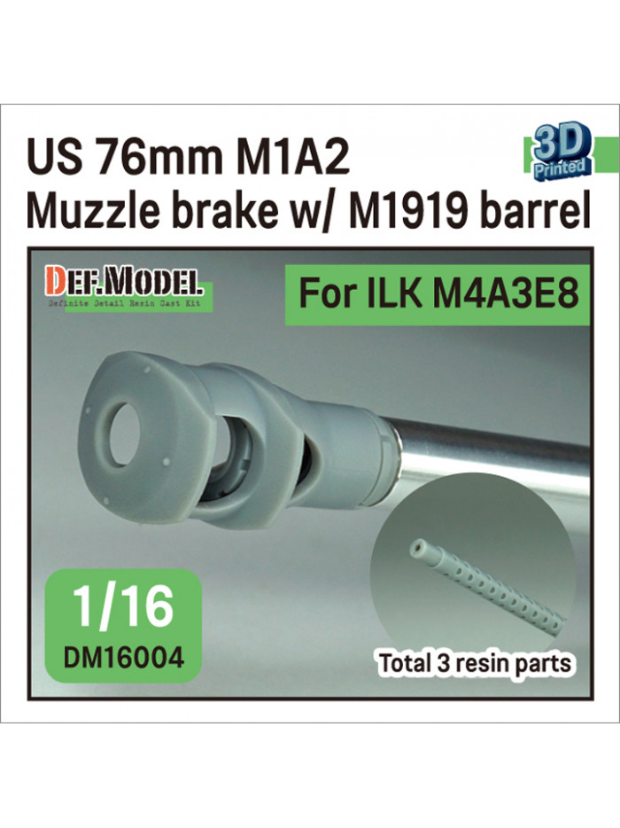 DEF - US 76mm M1A2 gun Muzzle brake w/ M1919 barrel(2pc) for Ilovekit M4A3E8 kit - 16004