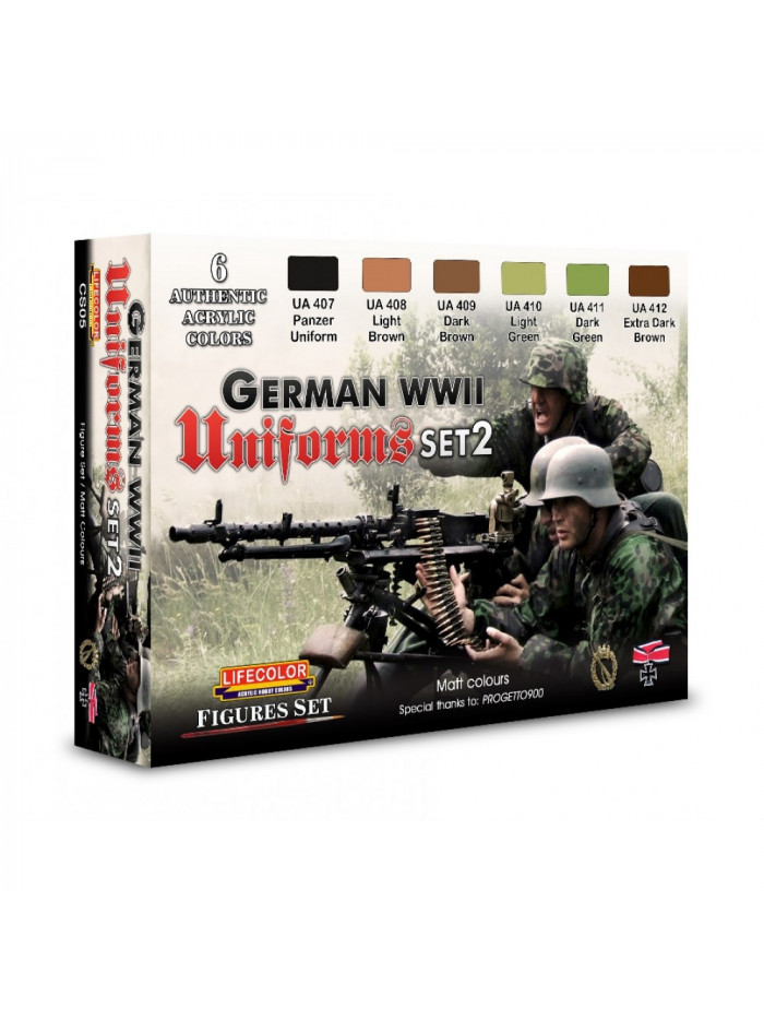 Lifecolor - German Uniforms WWII Set 2 (22ml x 6) - CS05
