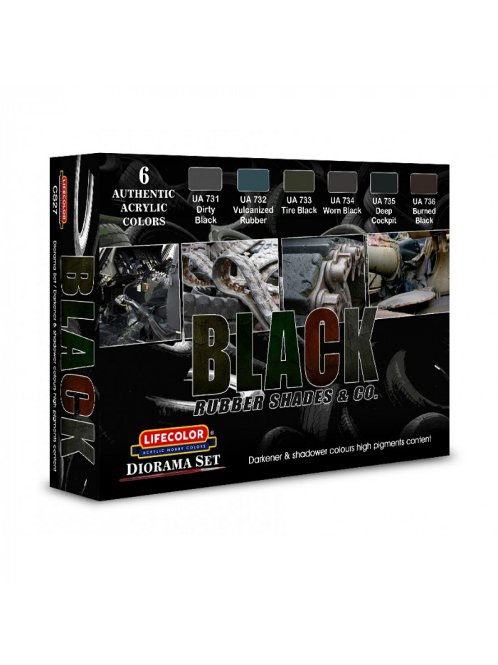 Lifecolor - Black Rubber Shades & Co Set (22ml x 6) - CS27