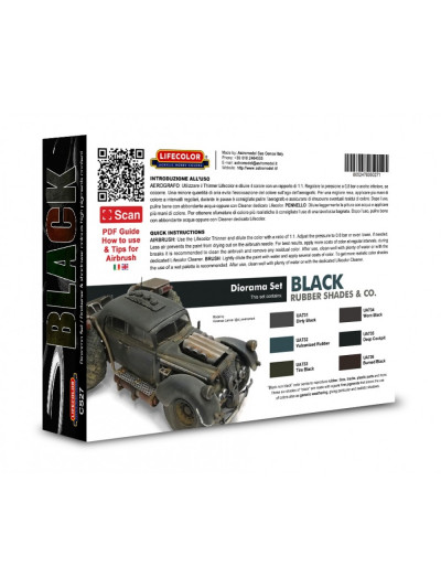 Lifecolor - Black Rubber Shades & Co Set (22ml x 6) - CS27