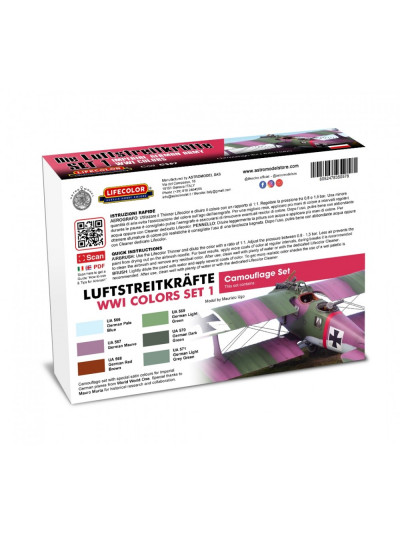 Lifecolor - German Aircraft WWI Set (22ml x 6) - CS57
