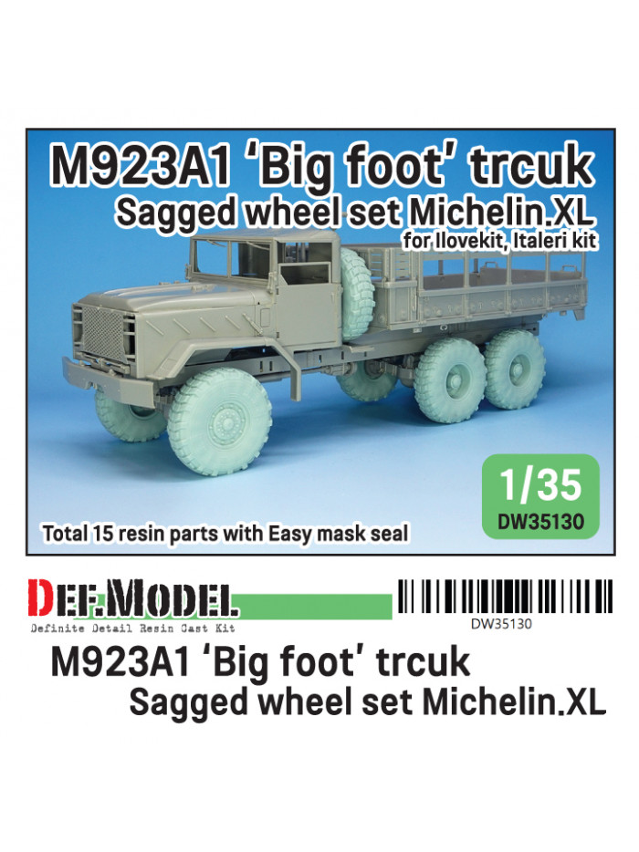 DEF Model - M923A1 'BIG FOOT' Truck Michelin XL Sagged Wheel set (for Llovekit, Italeri 1/35) - DW35130