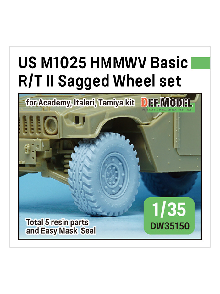 DEF Model - US M1025 HMMWV Basic R/T II Sagged wheel set  (for Academy, Italeri, Tamiya 1/35) - 35150