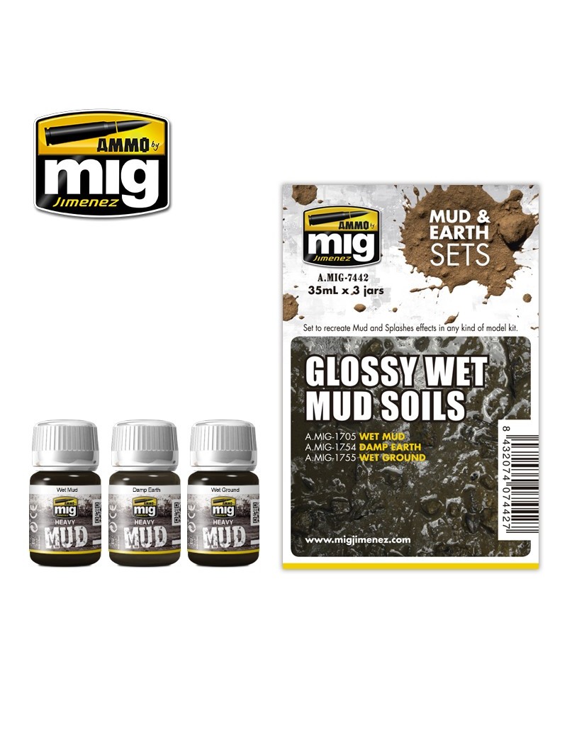 A.MiG -  Glossy Wet Mud Soils Weathering Set - 7442