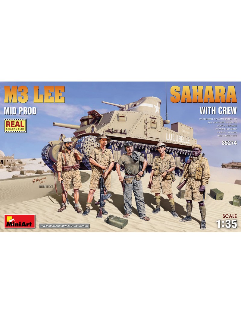 Miniart - 1/35 M3 Lee Mid. Prod. Sahara w/Crew - 35274