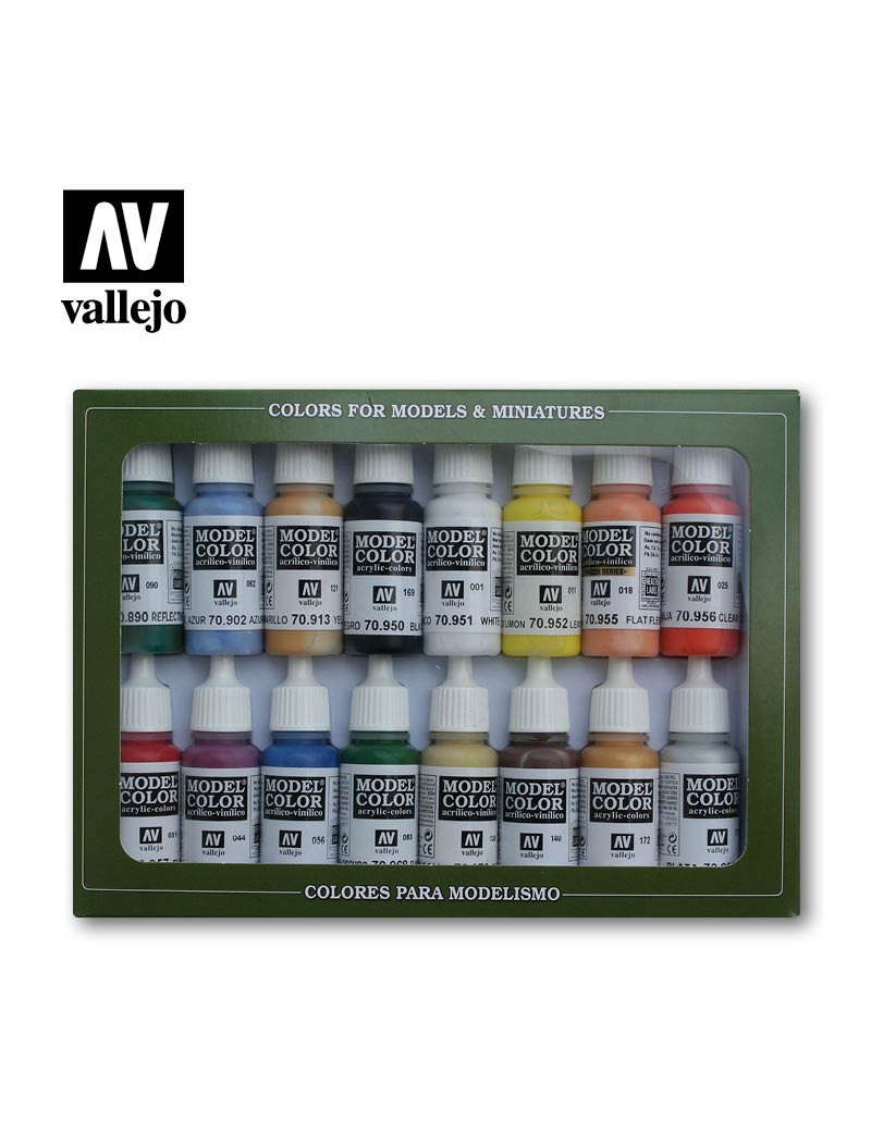 Vallejo - 17ml Bottle Basic USA Model Color Paint Set (16 Colors) - 70140
