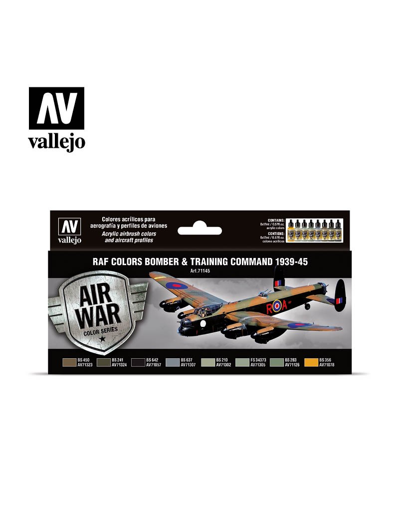 Vallejo Model Air Paint Set - RAF Colors Bomber & Training Air Command 1939-45 - 71145