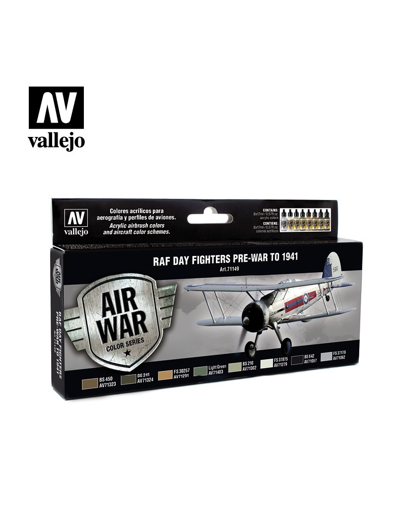 Vallejo Model Air Paint Set - RAF Colors Day Fighters Pre-War to 1941 - 71149