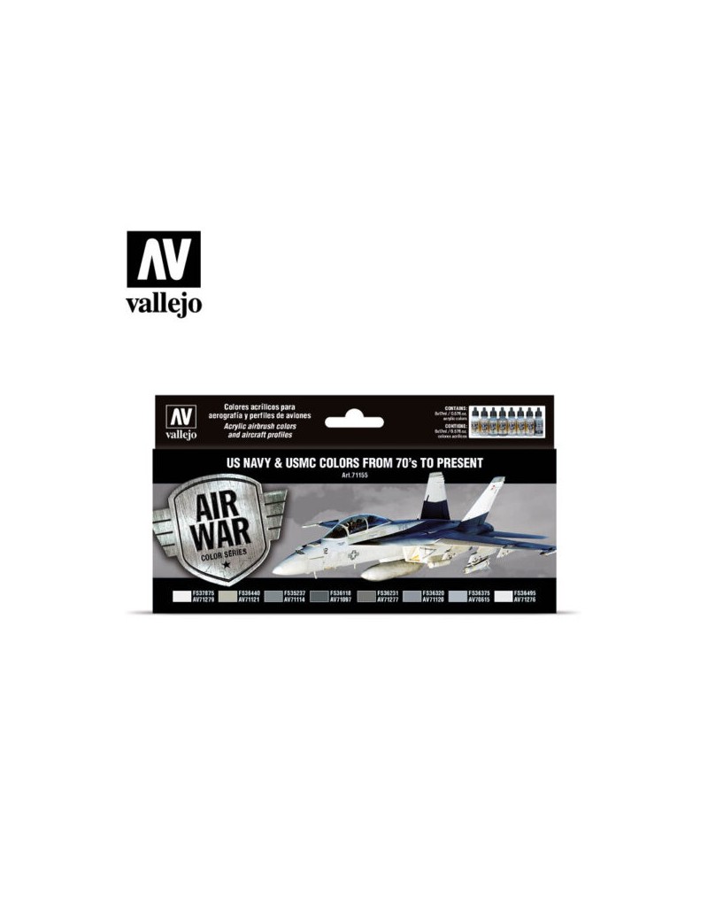 Vallejo Model Air Paint Set - US Navy & USMC Colours from 70's to Present - 71155
