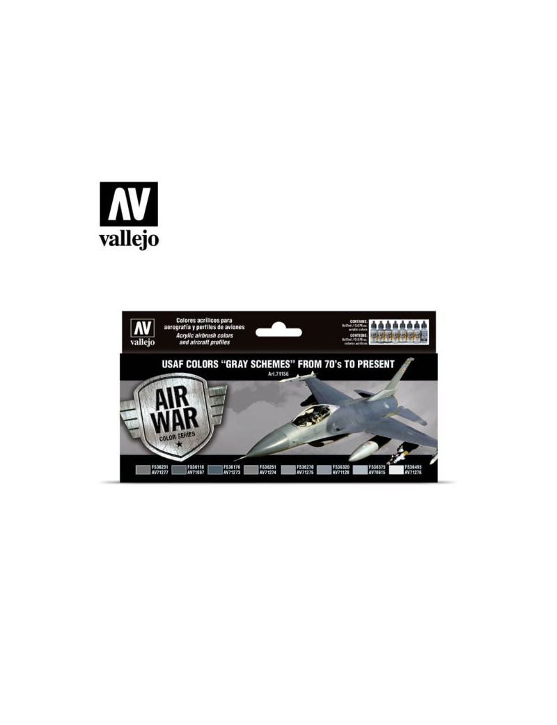 Vallejo Model Air Paint Set - USAF Colours "Grey Schemes" from 70's to Present - 71156