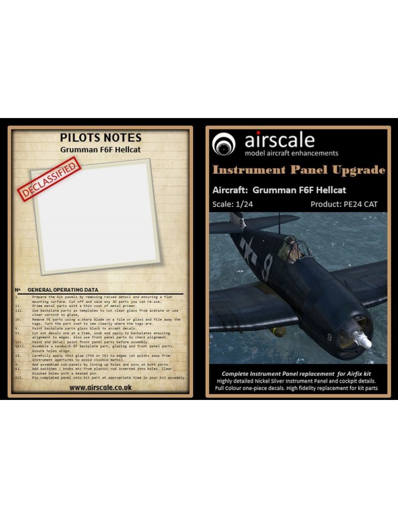 Airscale - 1/24 F6F Hellcat Instrument Panel Upgrade (Photo-Etch & Decal) for ARX - 2425