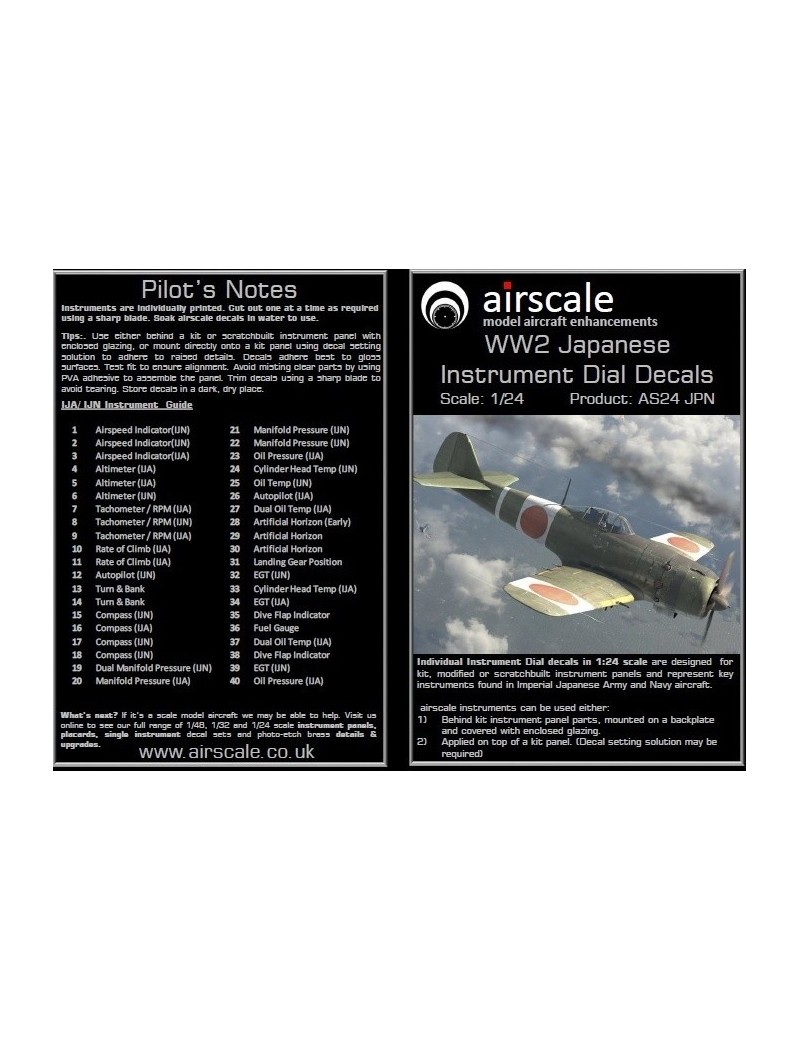 Airscale -  1/24 WWII IJA/IJN Instrument Dials (Decal) - 2424