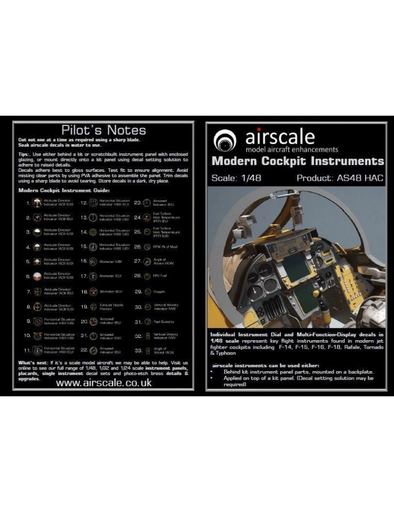 Airscale -  1/48 Modern Jet Instrument Dials (Decals) - 4813