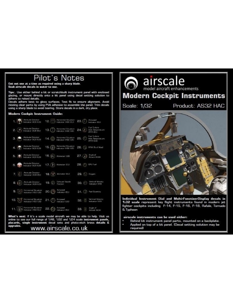Airscale -  1/32 Modern Jet Instrument Dials (decals) - 3213