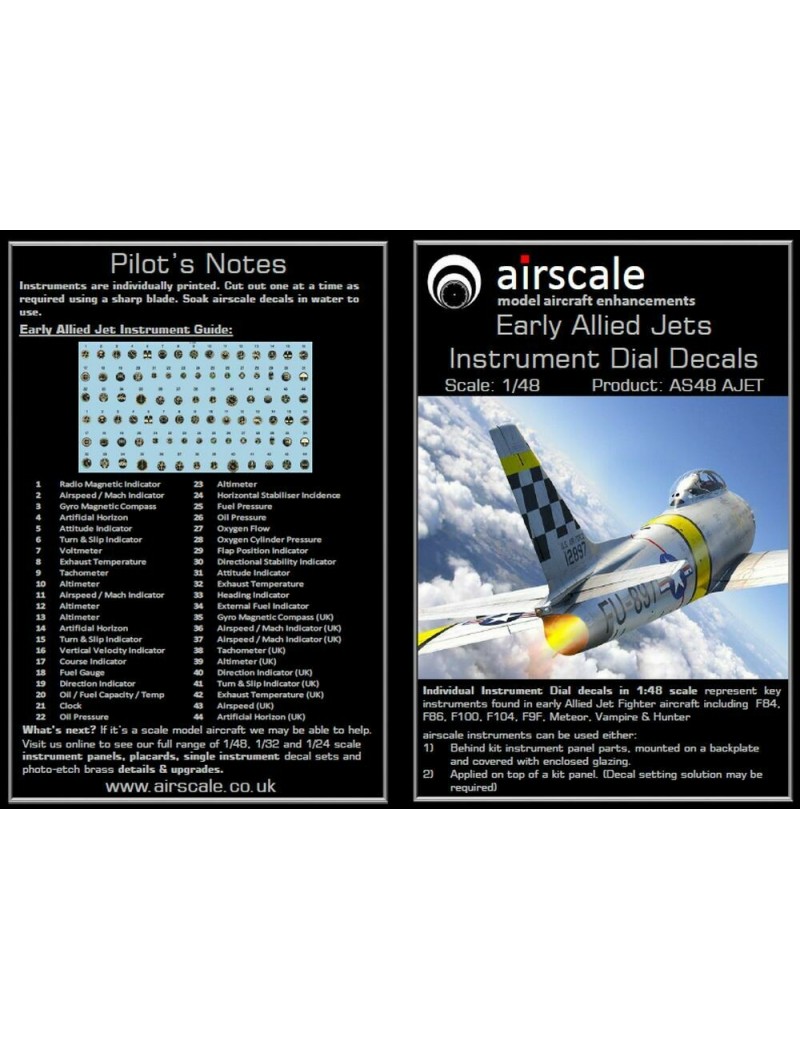 Airscale -  1/48 Early Allied Jet Instruments (x176) - 4801