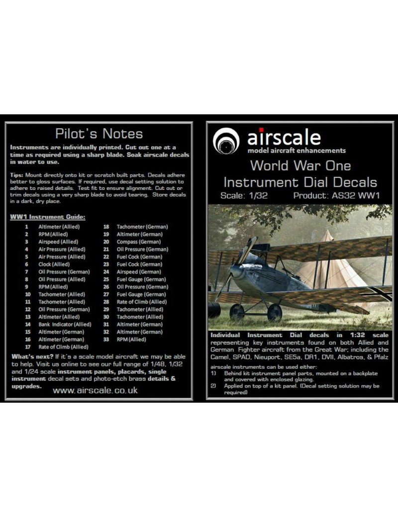 Airscale -  1/32 WW 1 Allied & German Instruments (X99) - 3209