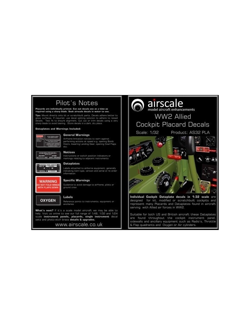 Airscale -  1/32 Allied Cockpit Placards & Dataplates (X260) - 3203