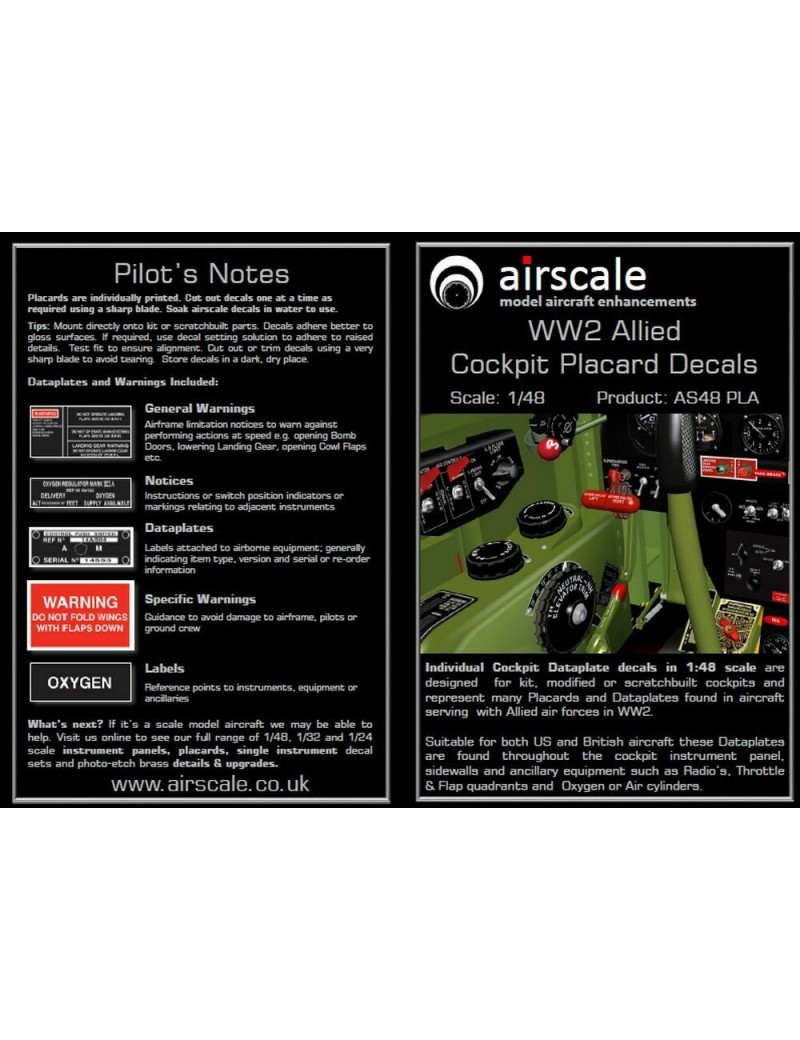 Airscale -  1/48 Allied Cockpit Placards & Dataplates (X232) - 4803