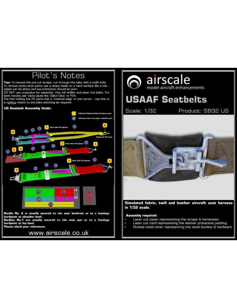Airscale -  1/32 Scale USAAF Seatbelts - 3221