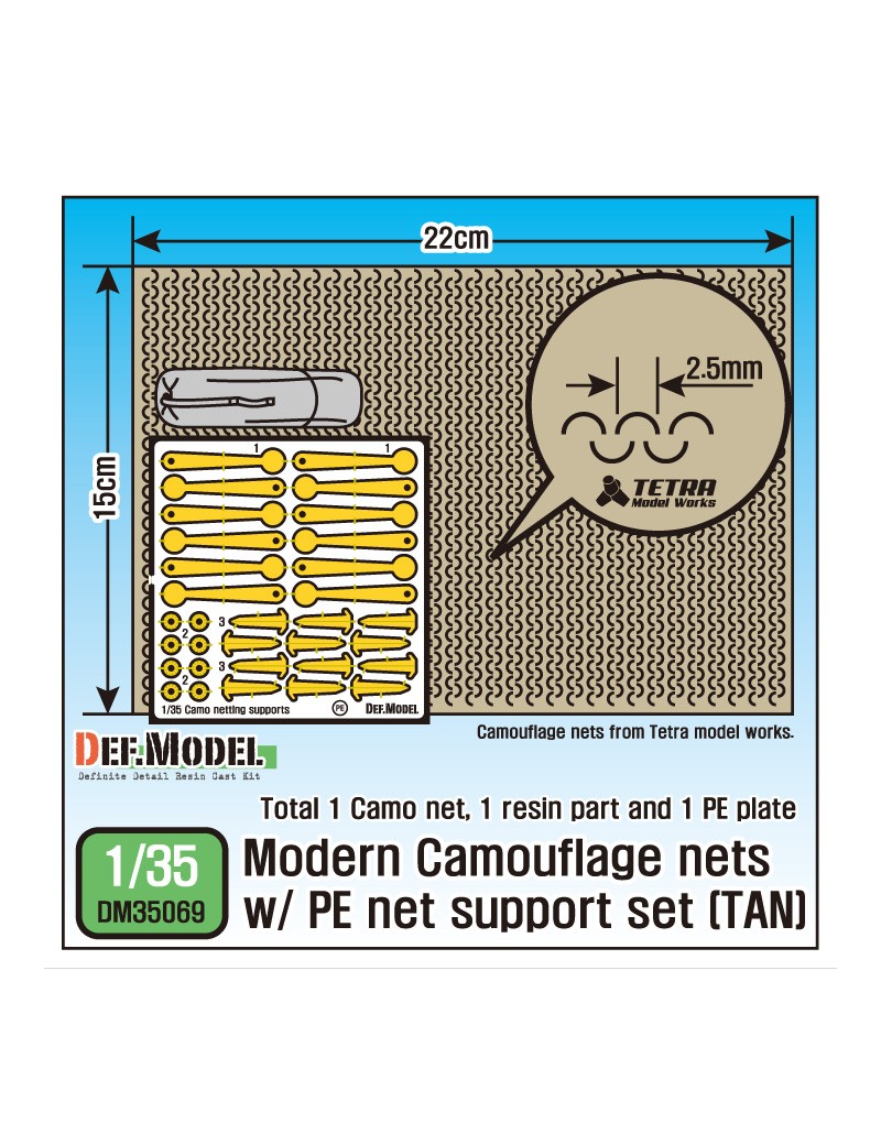 DEF - Modern Camouplage nets w/ PE net suppport set (Tan) - 35069