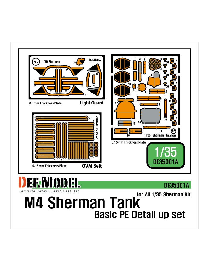 DEF -  M4 Sherman Basic PE detail up set (for 1/35 All M4 Sherman kit) - 35001A