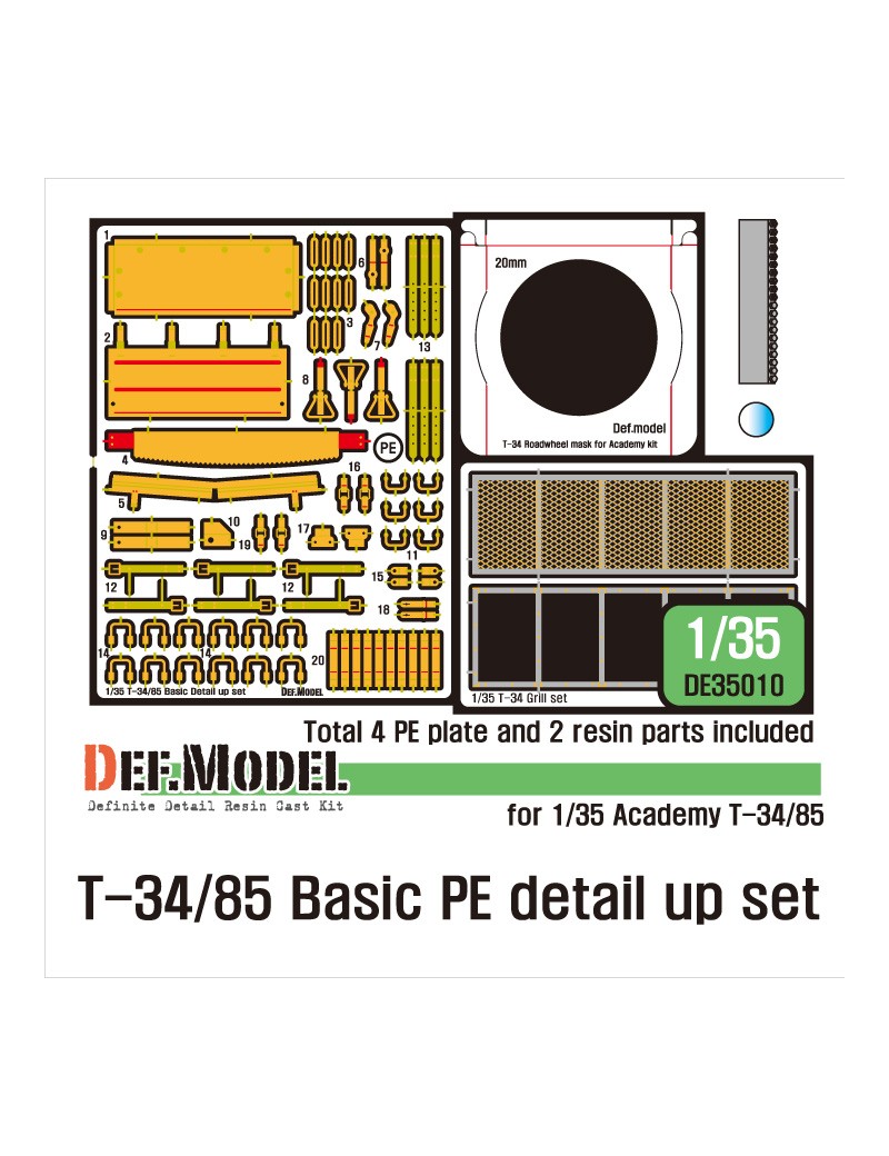 DEF - T-34/85 Basic PE detail up set (for 1/35 Academy kit) - 35010