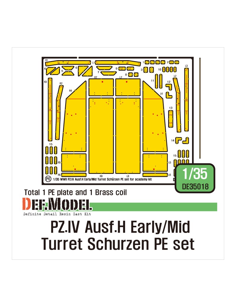 DEF - German Pz.IV Ausf.H Early/Mid Turret Schurzen PE set - 35018