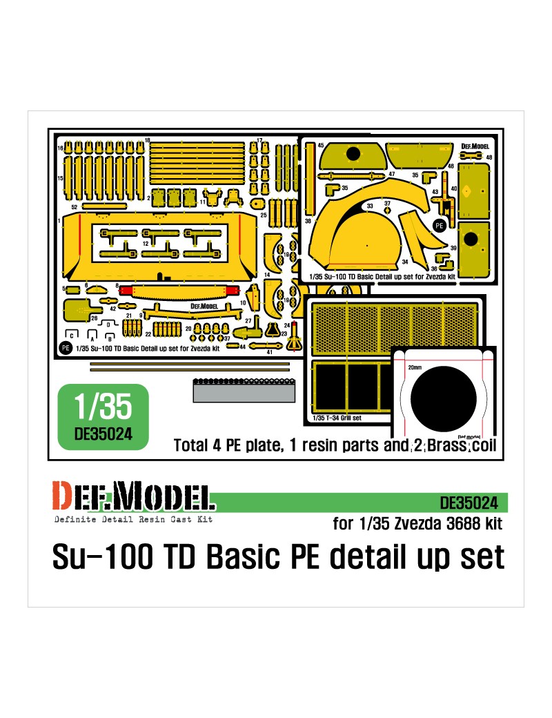 DEF - Su-100 TD Basic PE detail up set (for 1/35 Zvezda 3688) - 35024