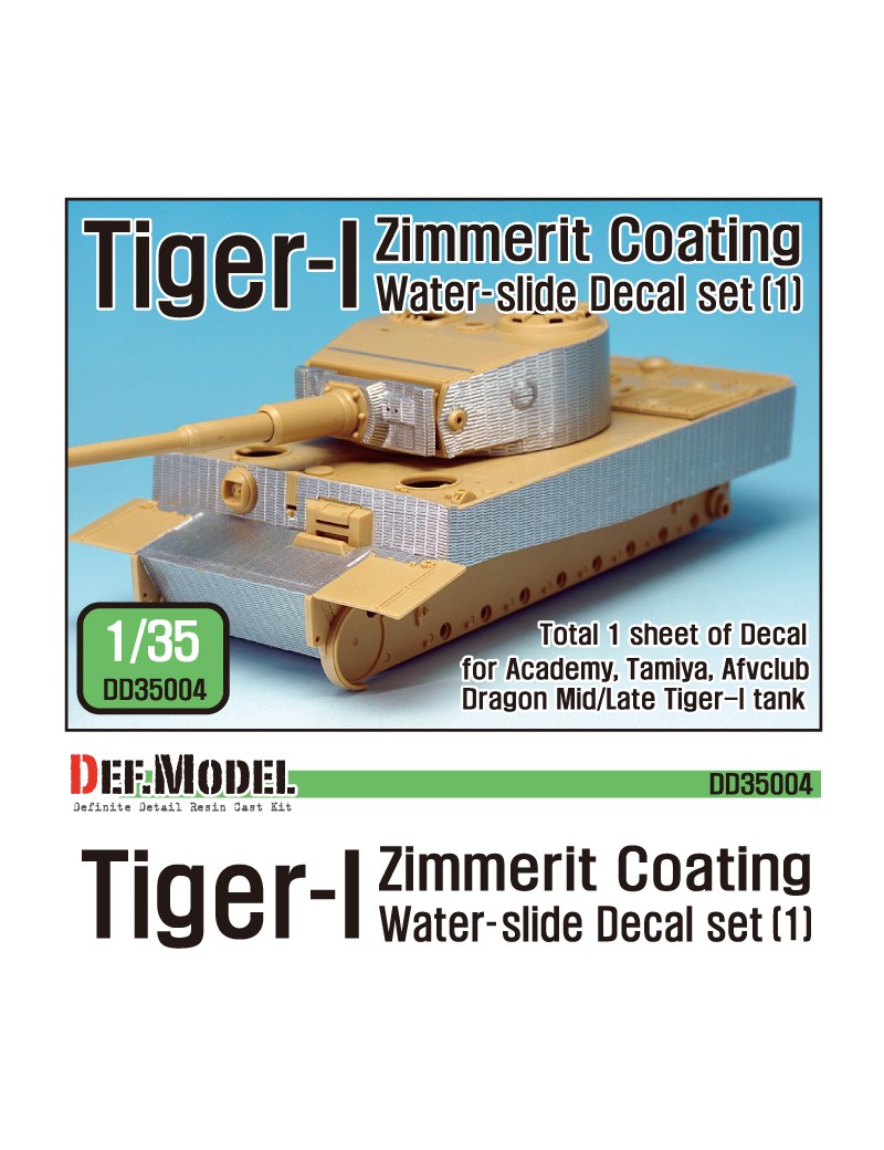 DEF - Tiger-I Mid/Late Zimmerit Decal set No 1 - 35004