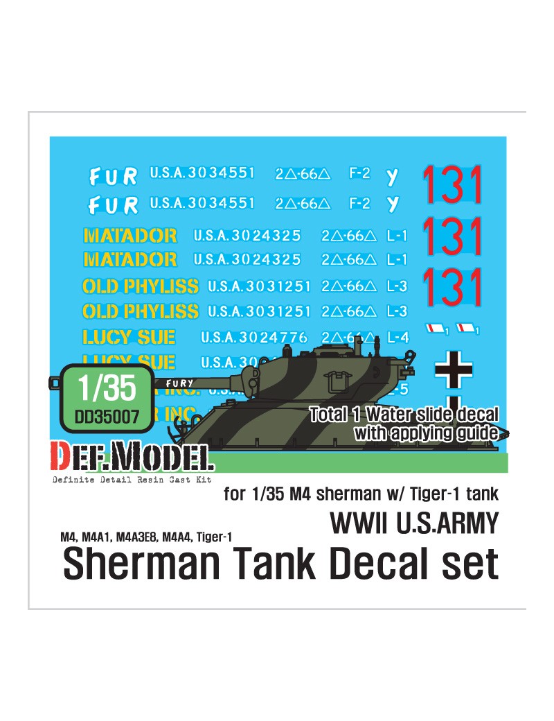 DEF - WWII US army M4 Tank company decal set - 35007