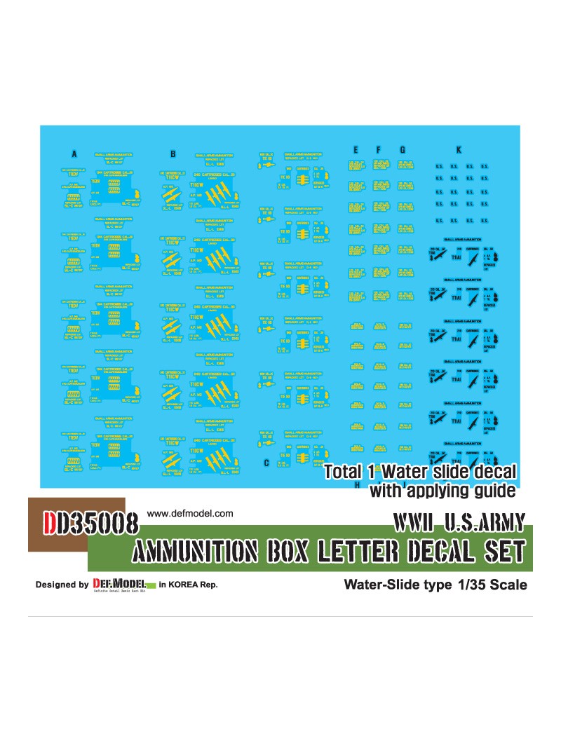 DEF - WWII US army Ammunition letter decal set - 35008