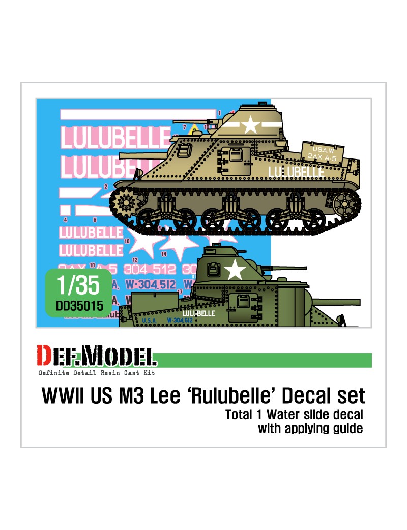 DEF - WWII US M3 Lee"Lulubelle" decal set  - 35015
