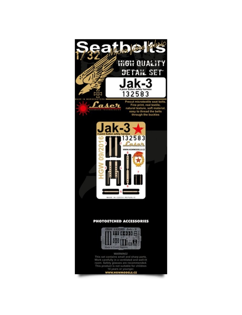 HGW - Yak-3 - Seatbelts 1/32 - 132583