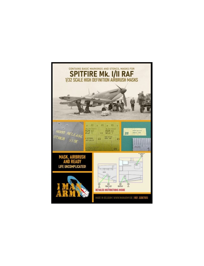 1ManArmy - Spitfire Mk I/II RAF 1941/1942 Stencil and Marking Masks - 32DET013