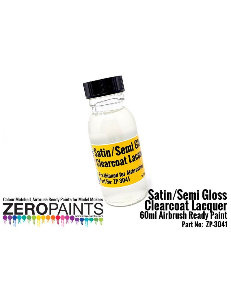 ZP - Satin (Semi Gloss) Clearcoat Lacquer 60ml (Pre-Thinned for Airbrushing)  - 3041