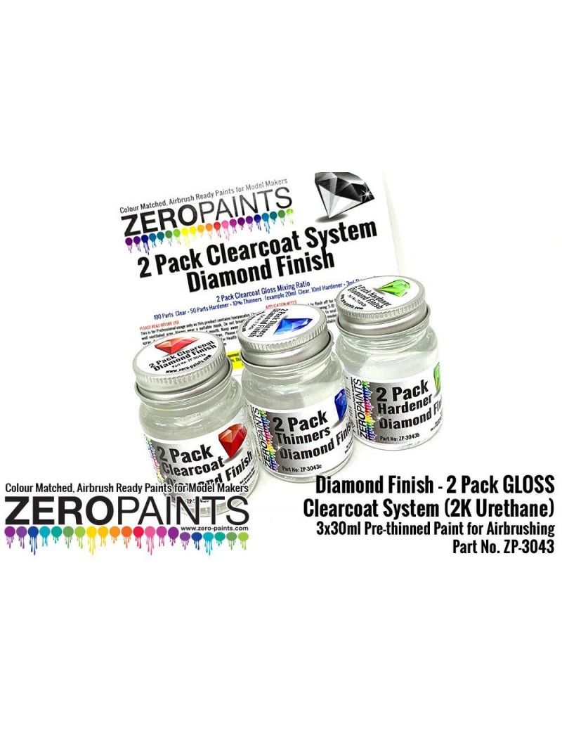 ZP - Diamond Finish - 2 Pack GLOSS Clearcoat System (2K Urethane) 3x30ml  - 3043