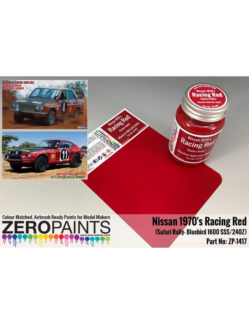 ZP - Racing Red Nissan 1970's Safari Rally Bluebird 1600 SSS/240Z Paint 60ml  - 1417