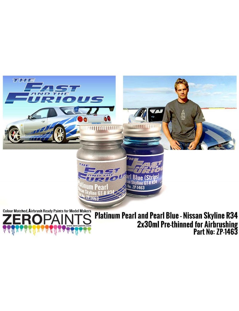 ZP - Fast and Furious Platinum Pearl/Pearl Blue Paints 2x30ml (Paul Walker Nissan Skyline R34)  - 1463