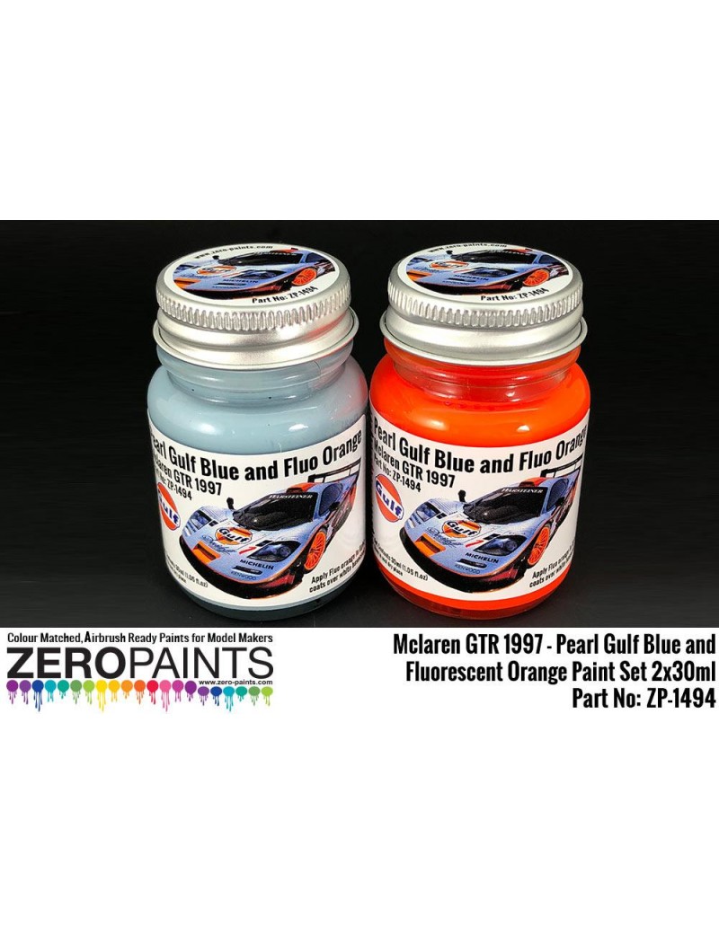 ZP - Mclaren F1 GTR 1997 - Pearl Gulf Blue and Fluorescent Orange Paint Set 2x30ml  - 1494